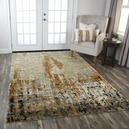 Brix Abstract Beige Large Area Rugs For Living Room -- beige