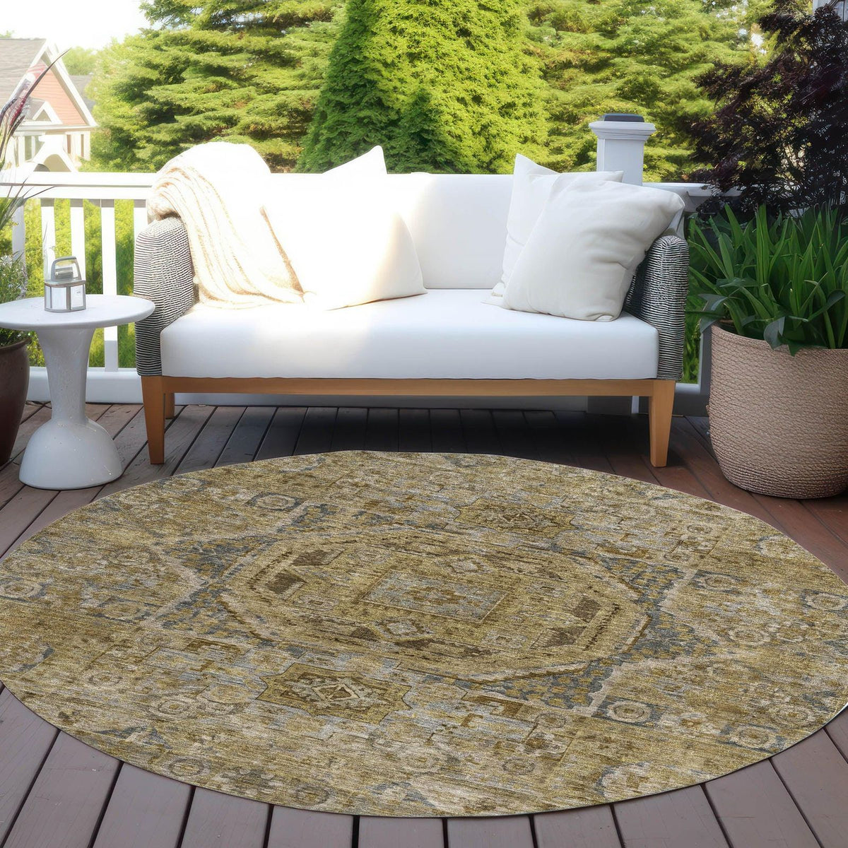 Iriir Brown Washable Indoor-Outdoor Rug