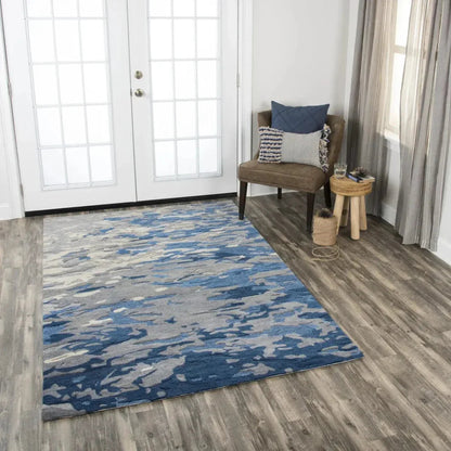 Boil Abstract Blue Large Area Rugs For Living Room -- blue
