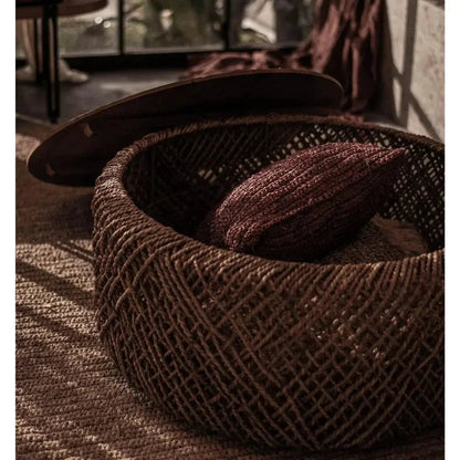 Brown Round Coffee Table Storage Wood Base -- view 9