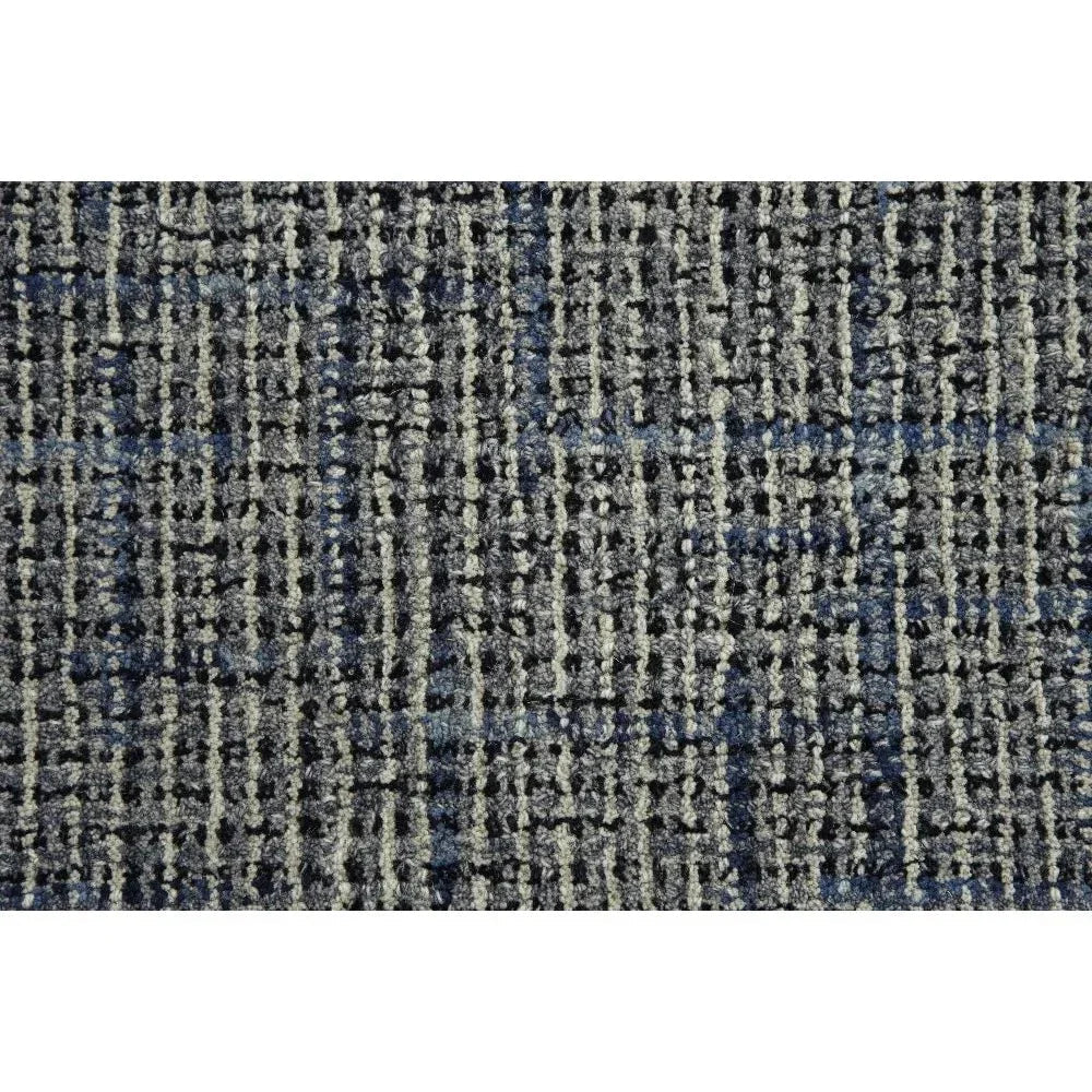 Amna Checkered Blue Area Rugs For Living Room -- blue