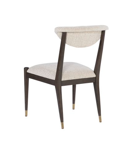 Arlan Wood and Brass Brown Armless Side Chair