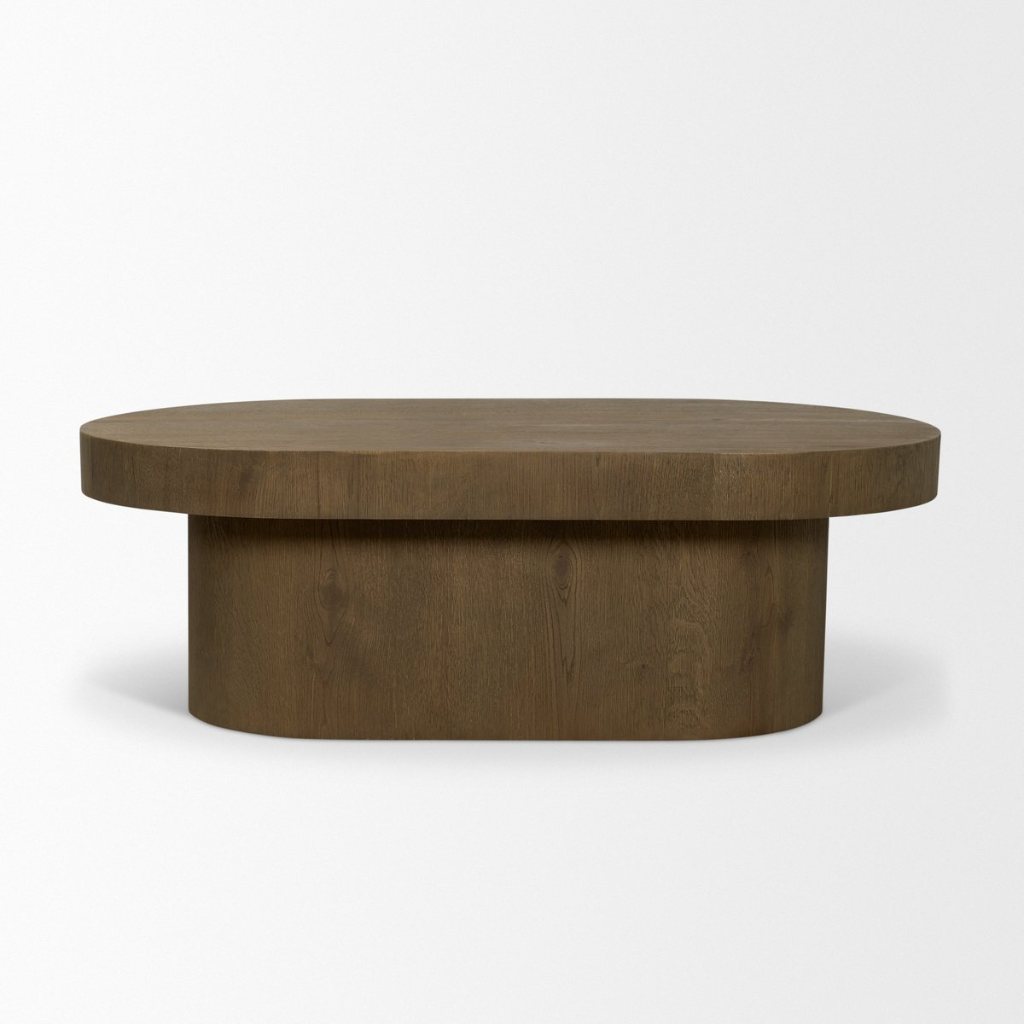 Lyonne 48" Oblong Medium Brown Oak Wood Coffee Table -- Medium Brown
