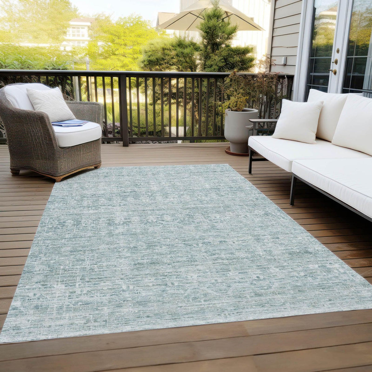 Irion Teal Washable Indoor-Outdoor Rug