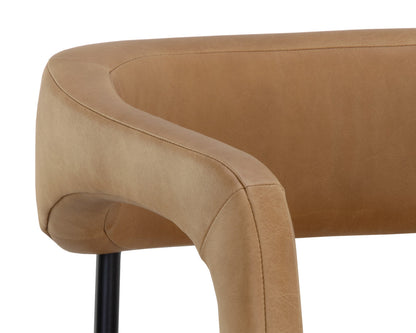 Mavia Barstool - Ludlow Sesame Leather with Matte Black Legs