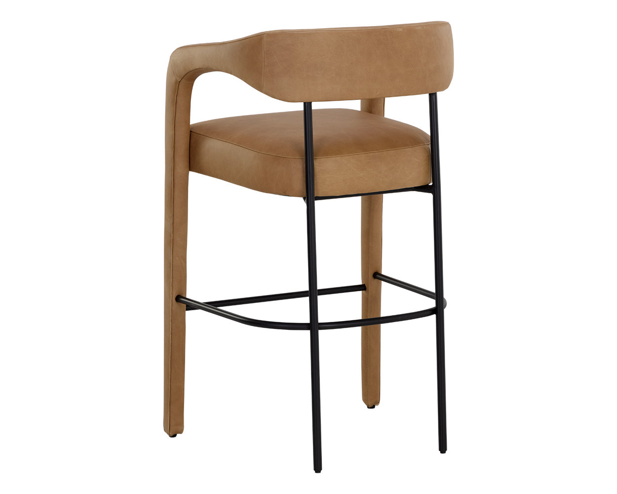 Mavia Barstool - Ludlow Sesame Leather with Matte Black Legs