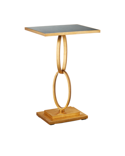 Bangle Iron and Glass Gold Rectangular Accent Table