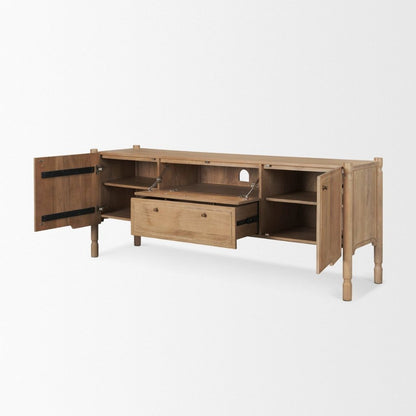 Phil 72"W Light Brown Solid Wood 2-Door 1-Drawer Media Conso -- Light Brown