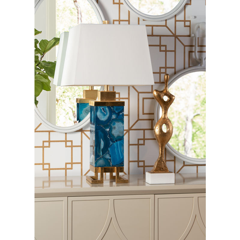 Wildwood Oceans Blue Agate Gold Leaf Finish Table Lamp