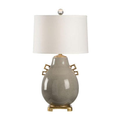 Ming White Glazed Ceramic Table Lamp-Table Lamps-Wildwood-Grey-LOOMLAN