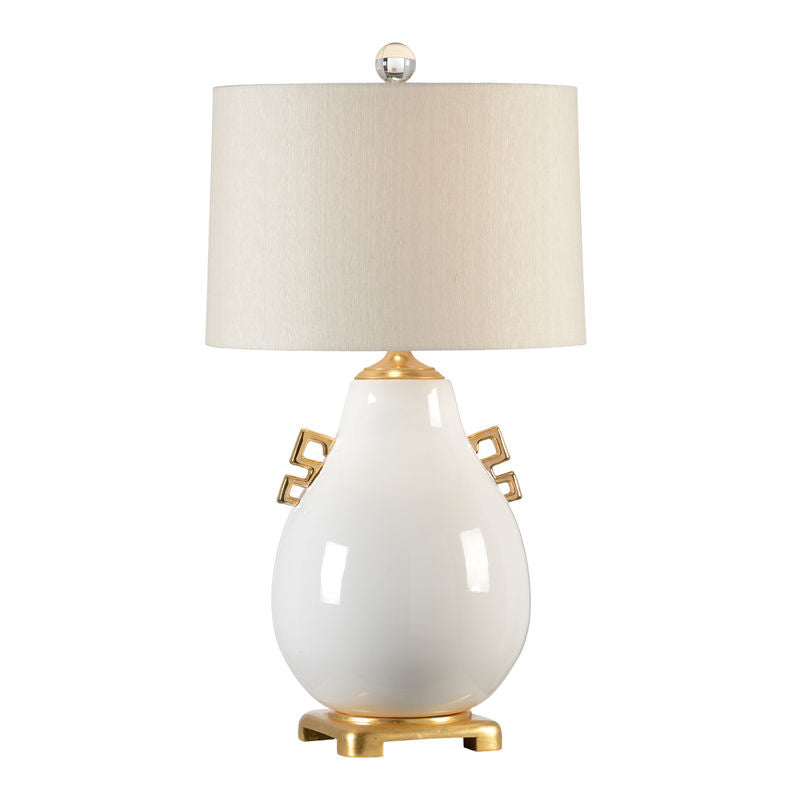 Ming White Glazed Ceramic Table Lamp-Table Lamps-Wildwood-White-LOOMLAN