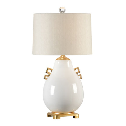Ming White Glazed Ceramic Table Lamp-Table Lamps-Wildwood-White-LOOMLAN