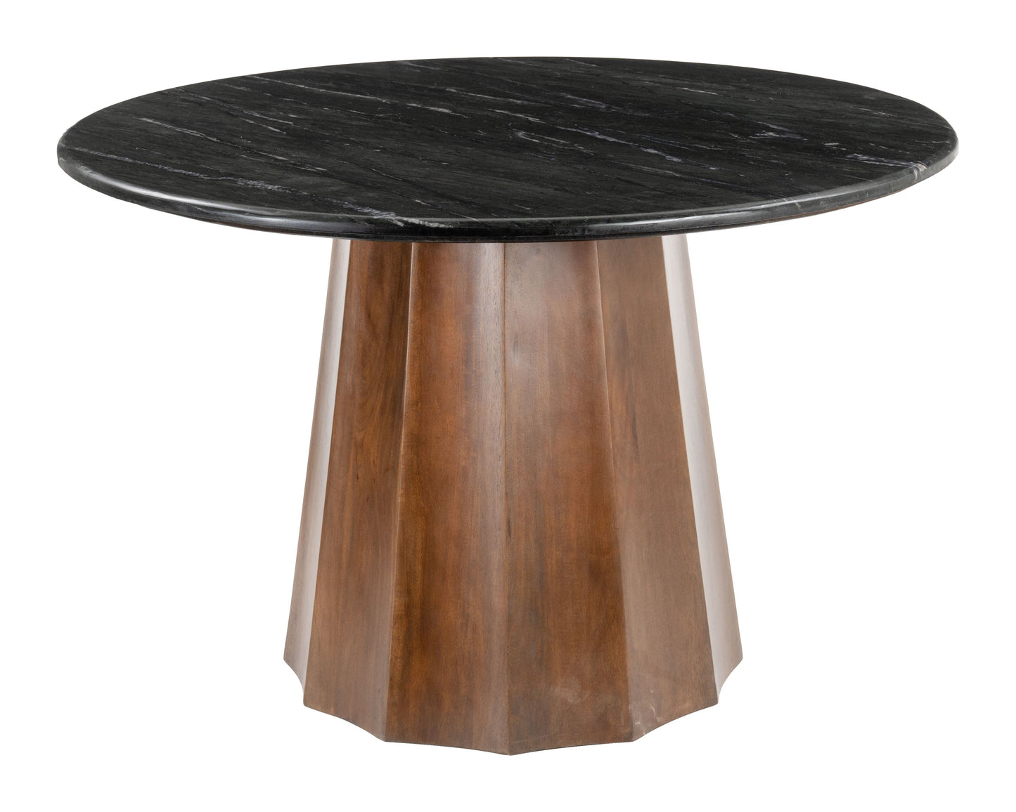 Aipe Black and Brown Wood Round Dining Table