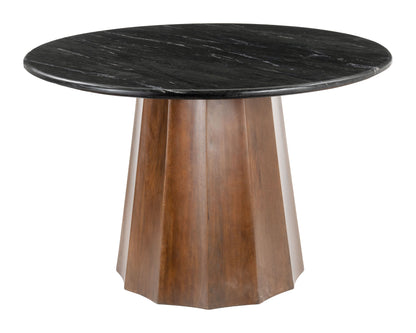 Aipe Black and Brown Wood Round Dining Table