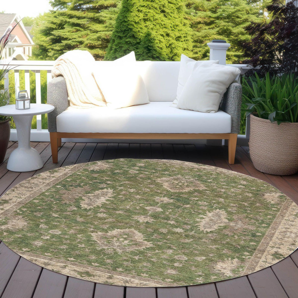 Iriaris Green Washable Indoor-Outdoor Rug