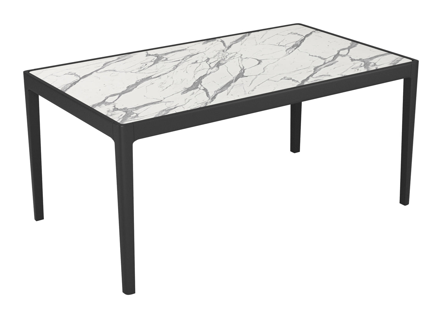 Tokai White Stone and Wood Rectangular Dining Table