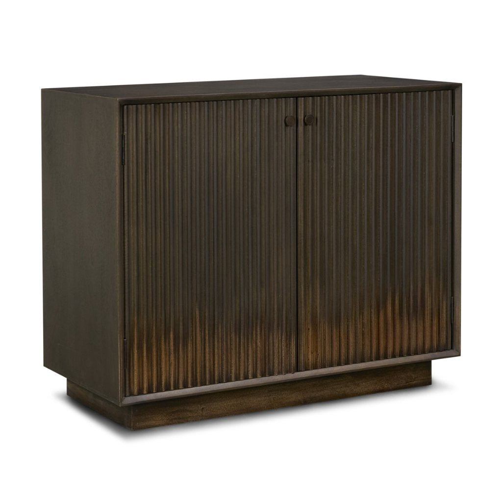 Cinder 36" Distressed Dark Brown Reeded 2-Door Closed Accent