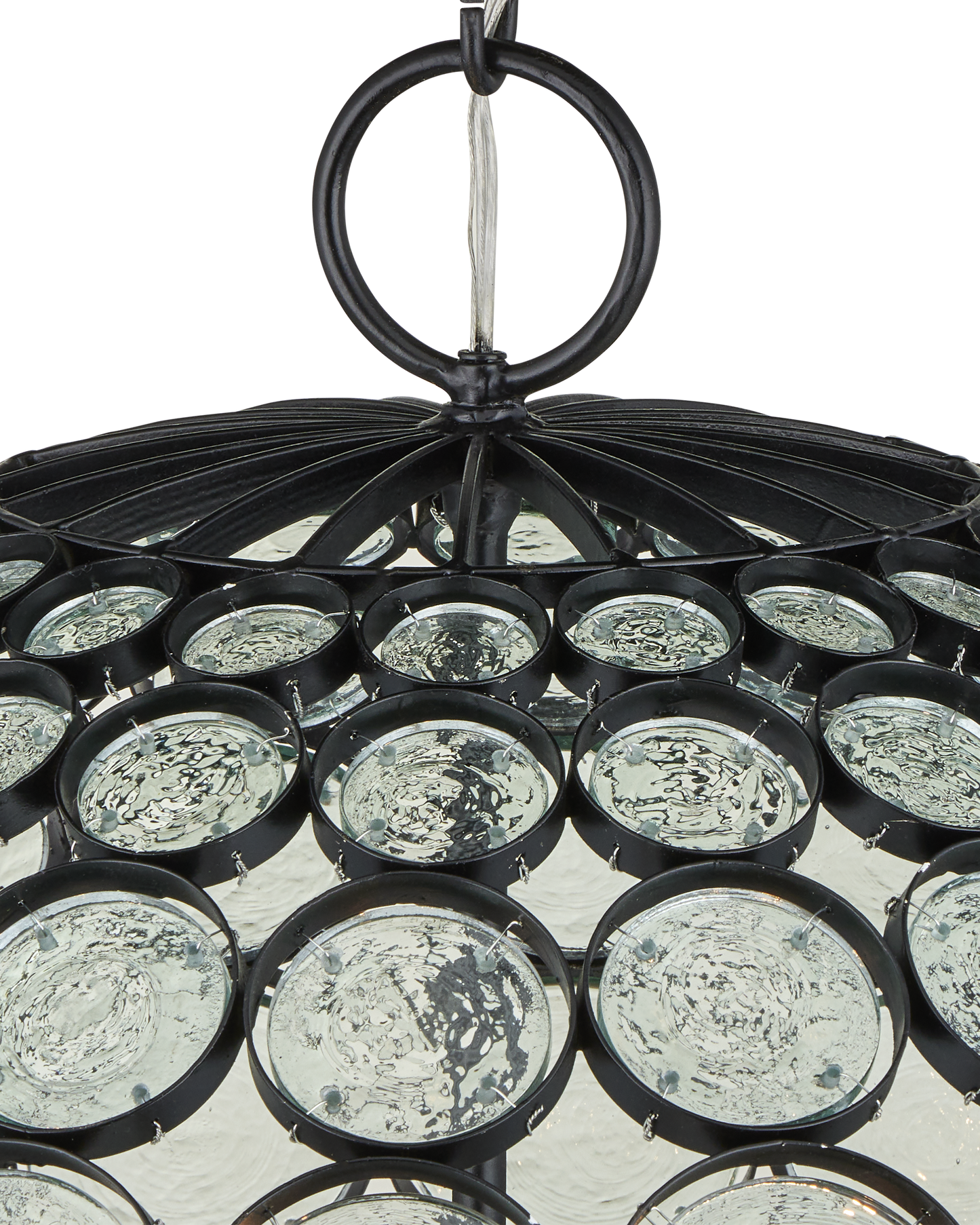 Etude Orb Iron and Glass Black Chandelier