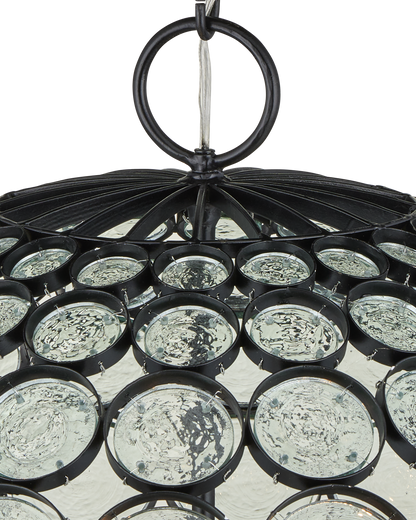 Etude Orb Iron and Glass Black Chandelier