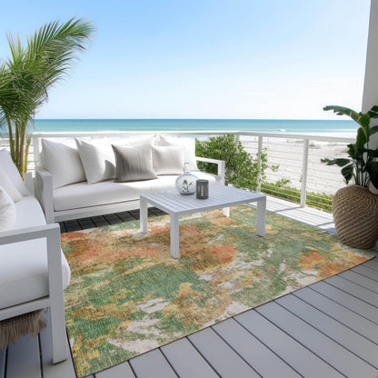 Jaelion Green Washable Indoor-Outdoor Rug -- green