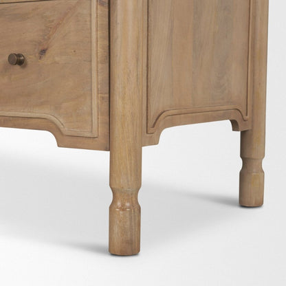Phil 34"W Brown Solid Wood 2-Drawer Accent Cabinet -- Brown