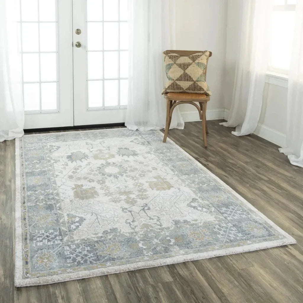 Batu Floral Gray Large Area Rugs For Living Room -- gray