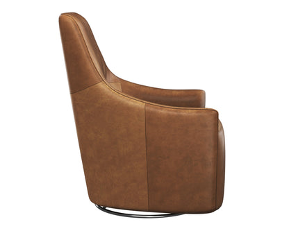 Carmine Swivel Lounge Chair In Cognac Leather