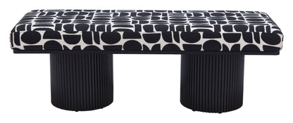 Botoia Wood Black Bench with Plush Fabric