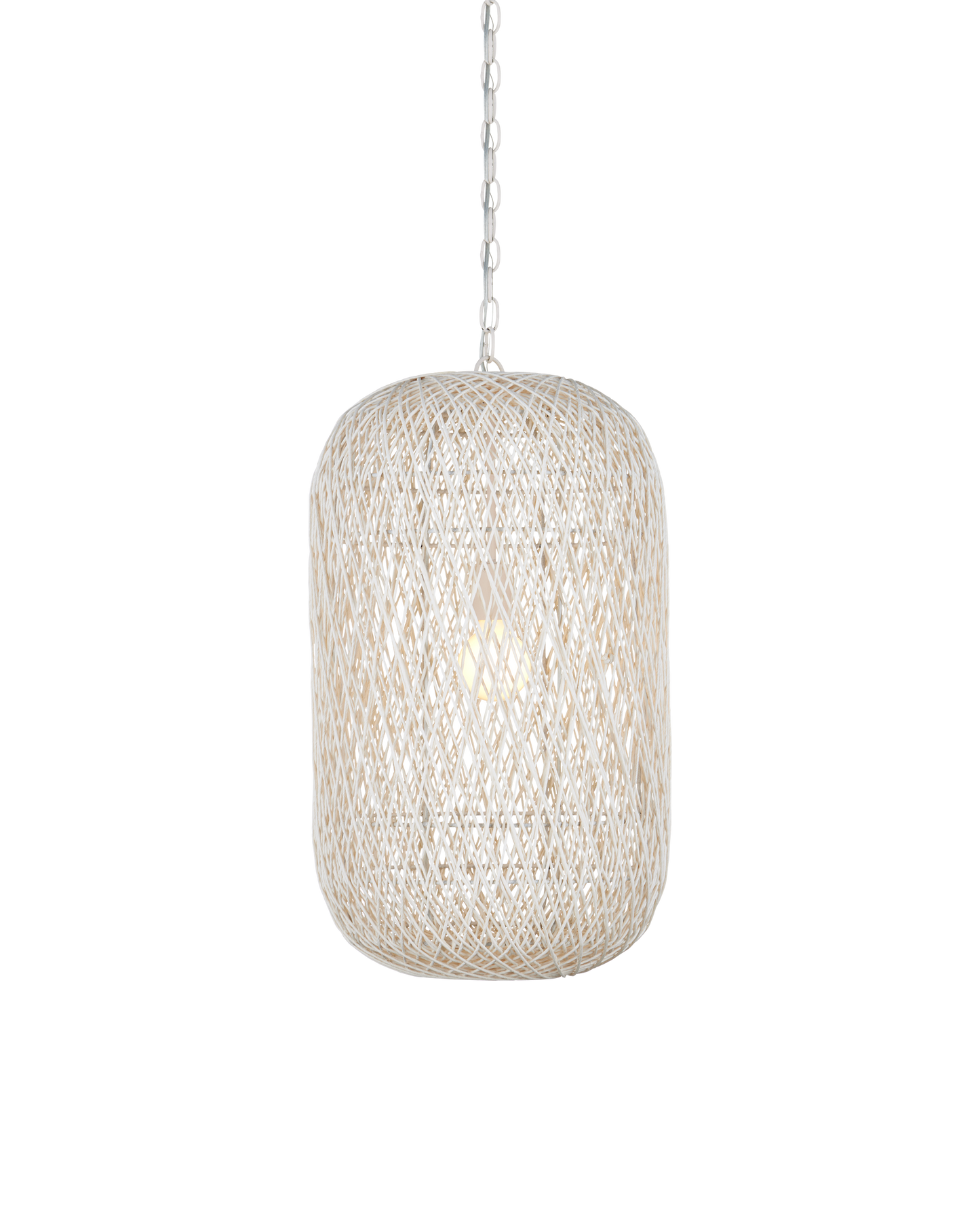 27 in. Cocoon Iron and Glass White Pendant