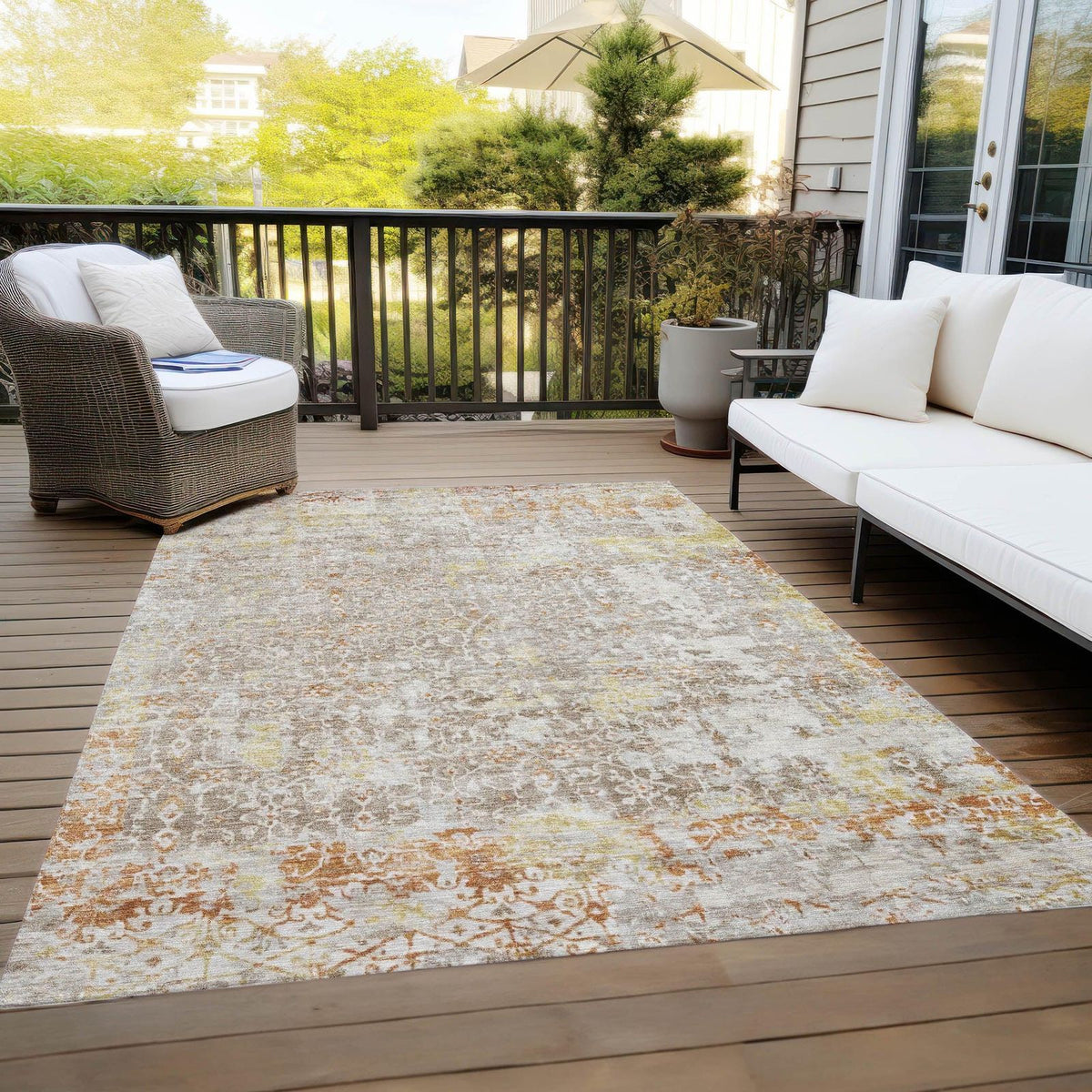 Jaelara Brown Washable Indoor-Outdoor Rug