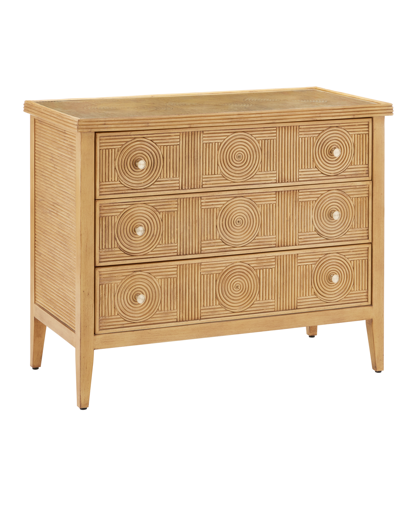 38 in. Santos Sea Sand Wood and Glass Brown Chest