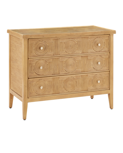 38 in. Santos Sea Sand Wood and Glass Brown Chest