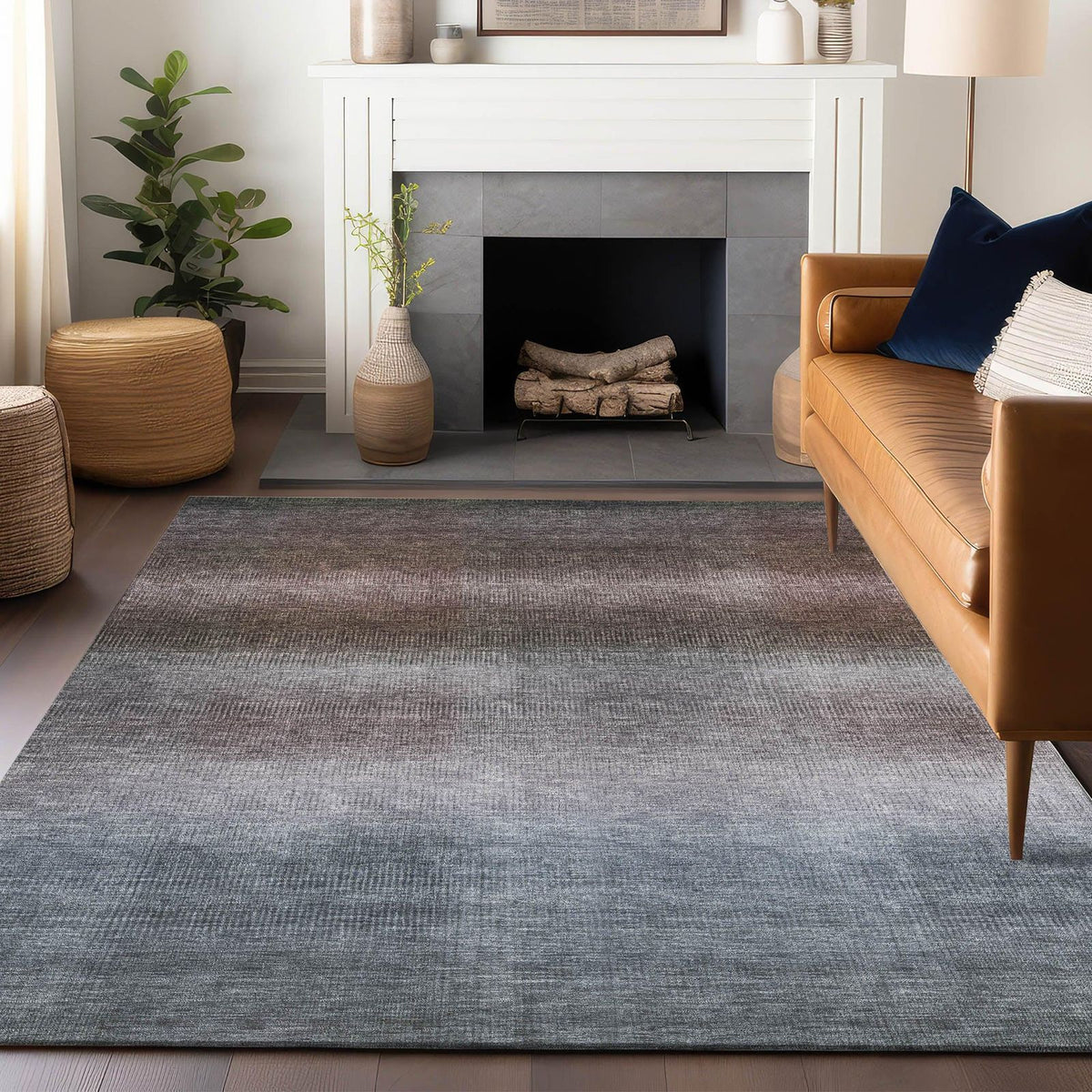 Haelor Brown Washable Indoor-Outdoor Rug -- brown