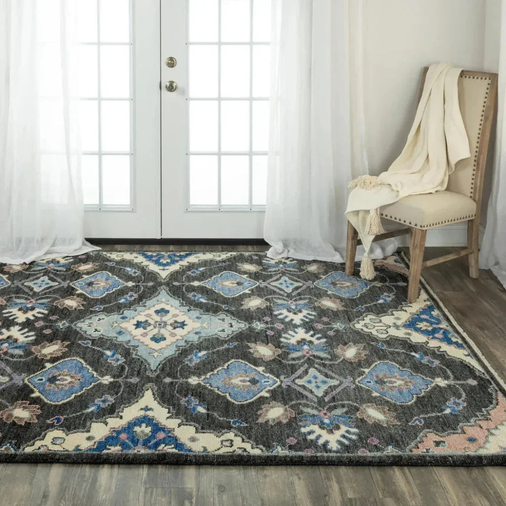 Cogo Geometric Charcoal Large Area Rugs For Living Room -- charcoal