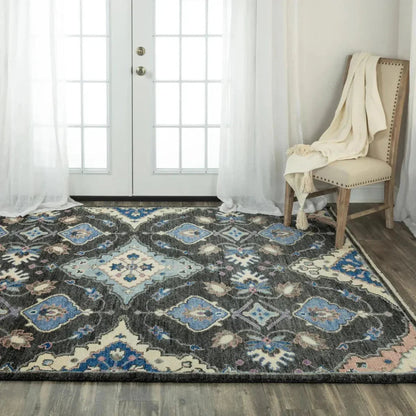 Cogo Geometric Charcoal Large Area Rugs For Living Room -- charcoal