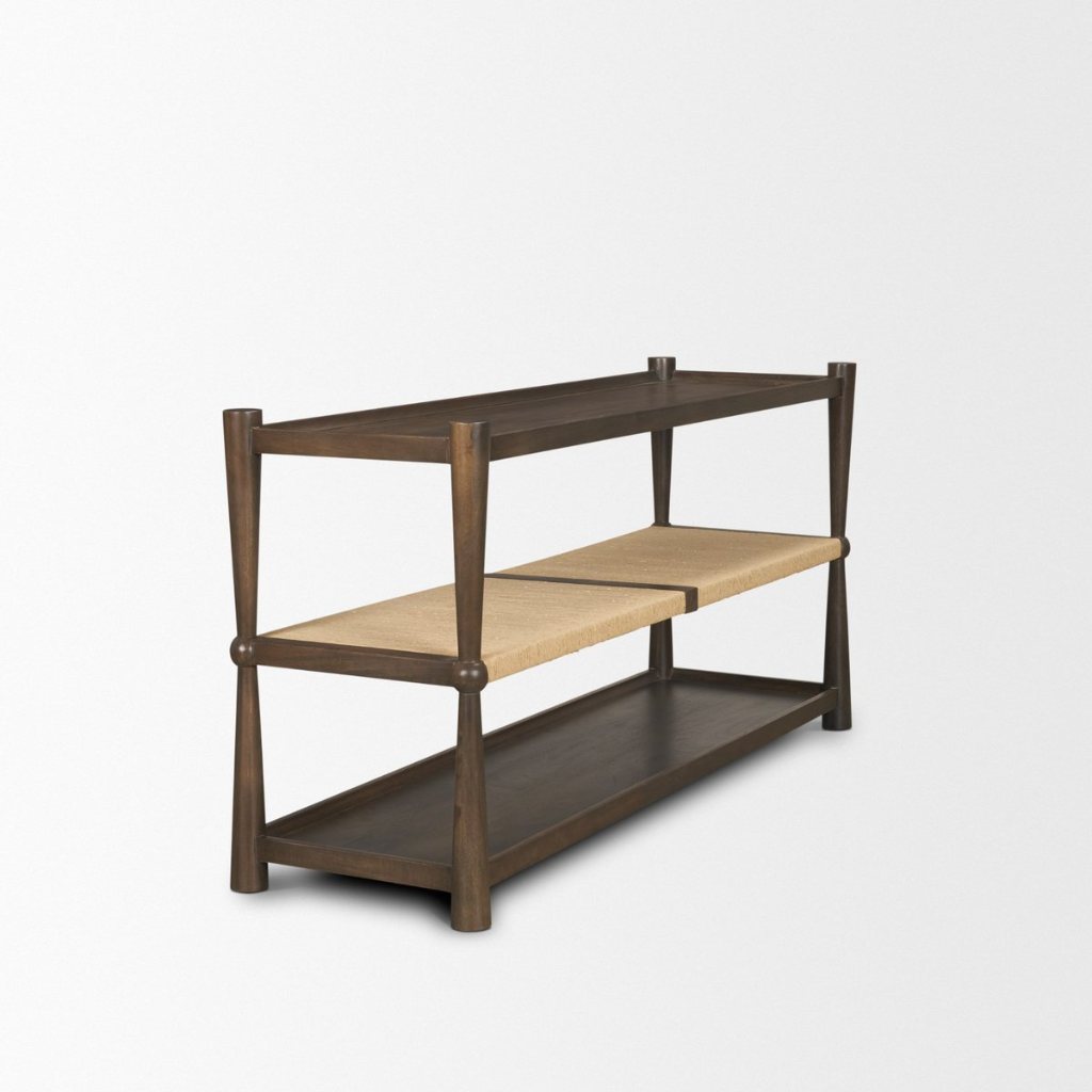 Bondi Dark Brown Mango Wood & Paper Rope Console Table -- Dark Brown