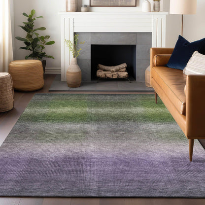 Haelor Green Washable Indoor-Outdoor Rug -- green