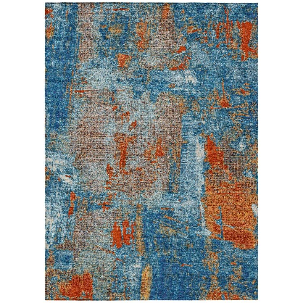 Aria Navy Washable Indoor-Outdoor Rug