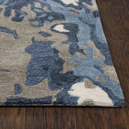 Canu Abstract Blue Large Area Rugs For Living Room -- blue