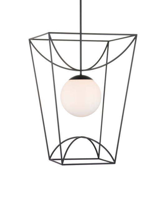 33.75 in. Rochefort Metal and Glass Black Lantern