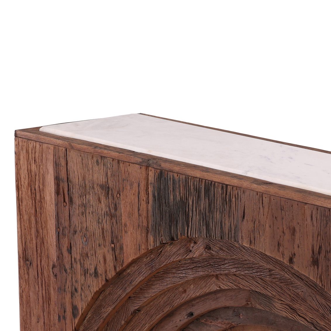 Cole White Marble Top Console Table -- White, Brown