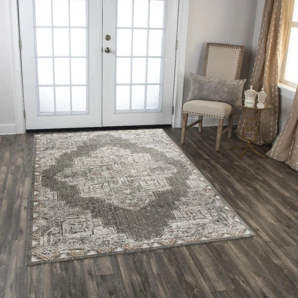 Alon Medallion Light Gray Large Area Rugs -- gray