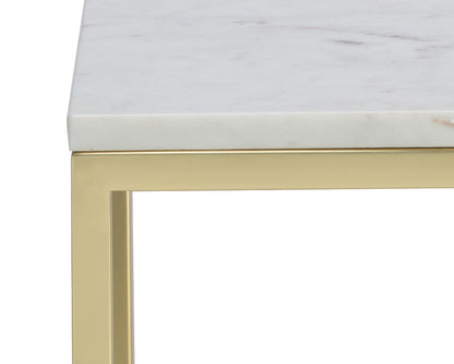 Amell Steel Framed Marble Rectangular End Table