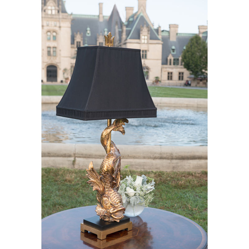 Imperial Dragon Design Gold Table Lamp - Gold-Table Lamps-Wildwood-LOOMLAN