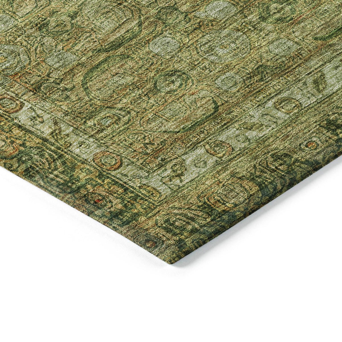Kaelara Green Washable Indoor-Outdoor Rug