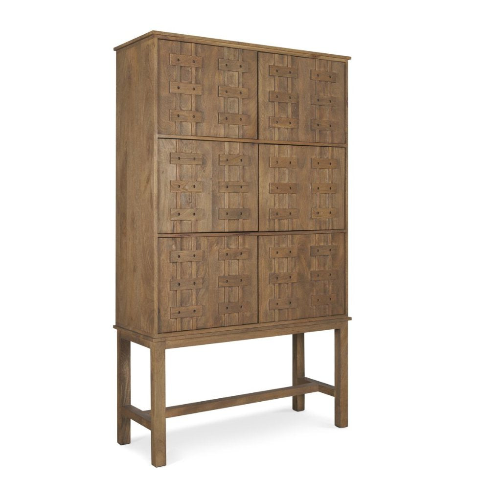 Truss 45"W Cool Dark Brown Solid Wood 6-Door Tall Cabinet