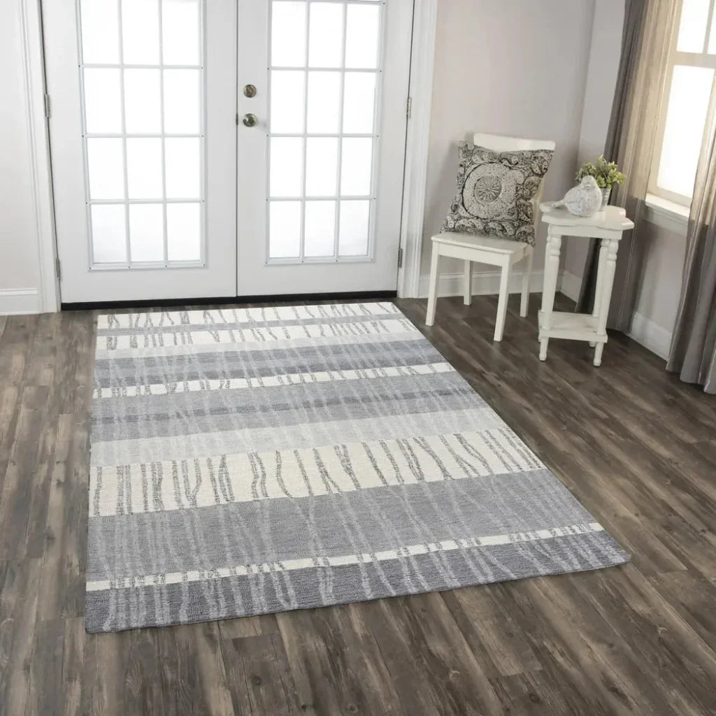 Chiu Stripe Light Gray Area Rugs For Living Room -- gray