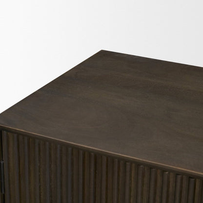 Cinder 36" Distressed Dark Brown Reeded 2-Door Closed Accent -- Dark Brown