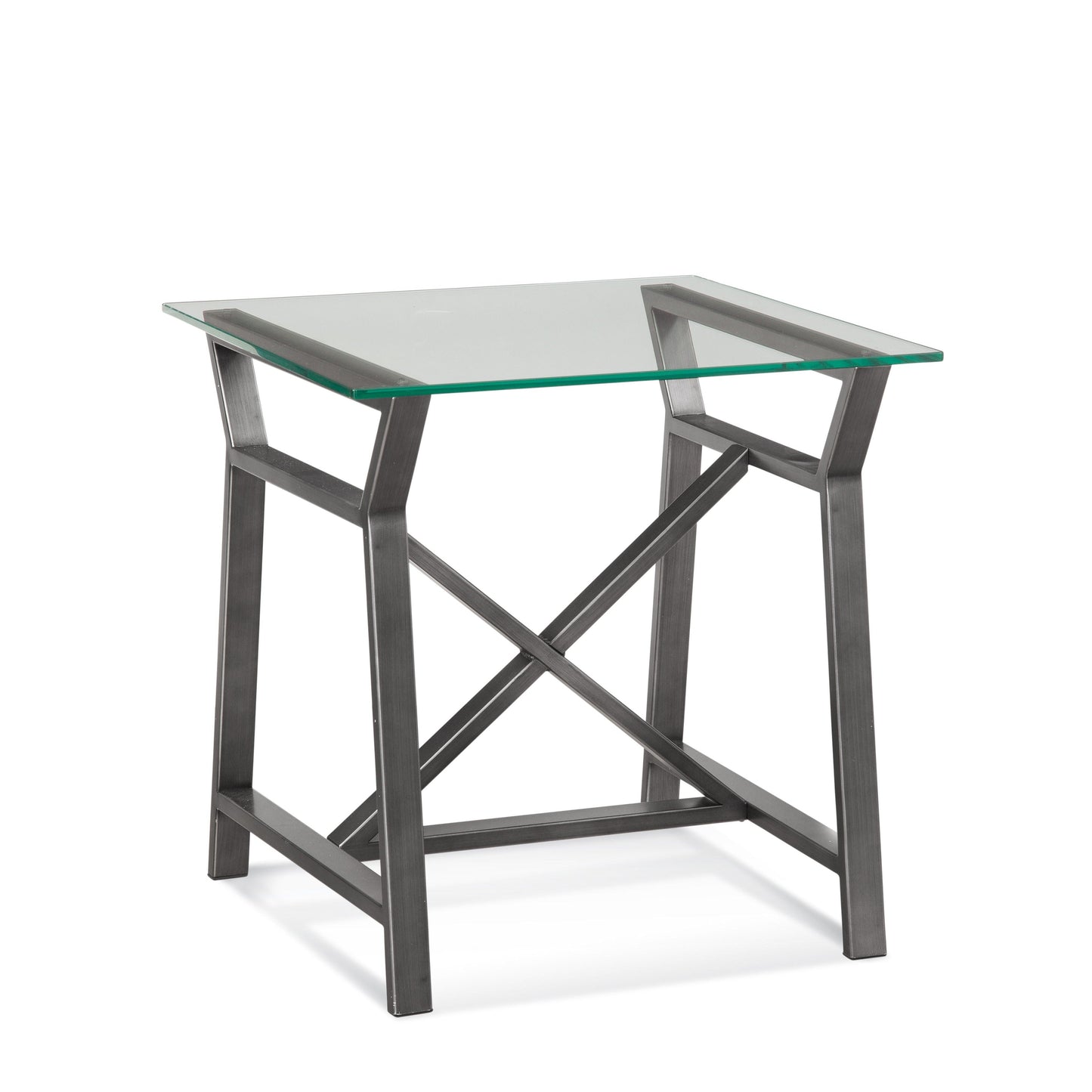 Ross Metal and Glass Grey Square End Table