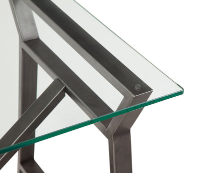 Ross Metal and Glass Grey Square End Table